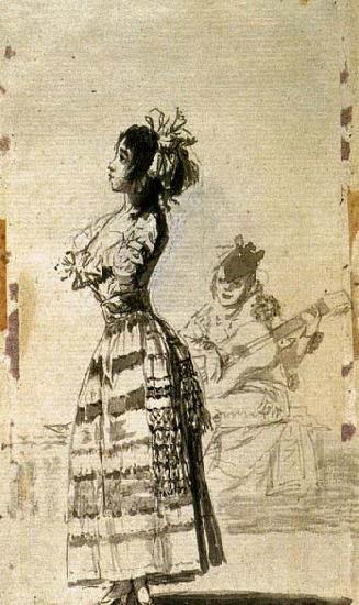 Francisco de goya y Lucientes Girl Listening to a Guitar Norge oil painting art